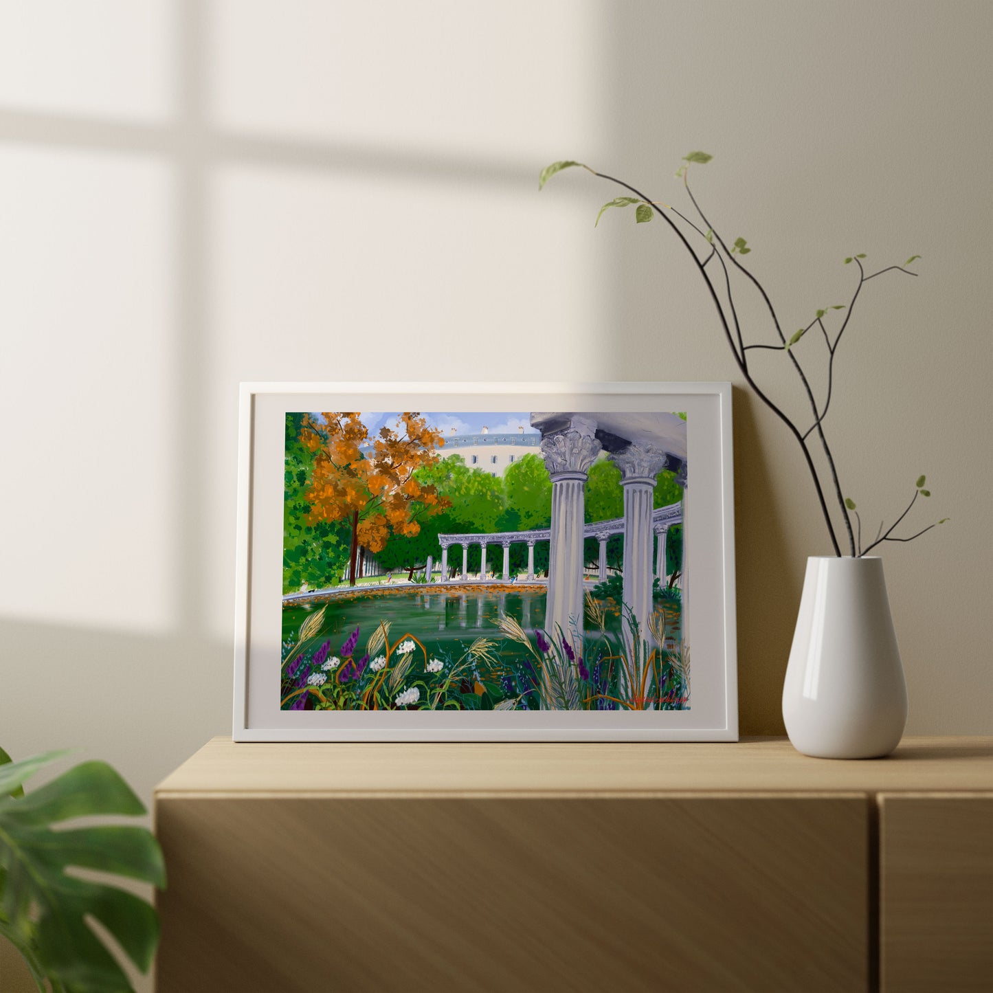 Parc Monceau Paris Art Print: Parisian Park Illustration