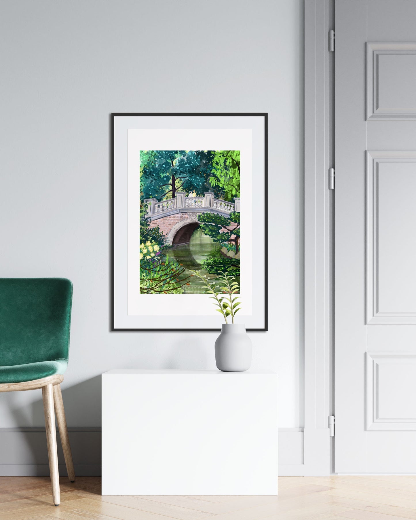 Parc Monceau Print: Romantic Couple, Parisian Park Art (A3)