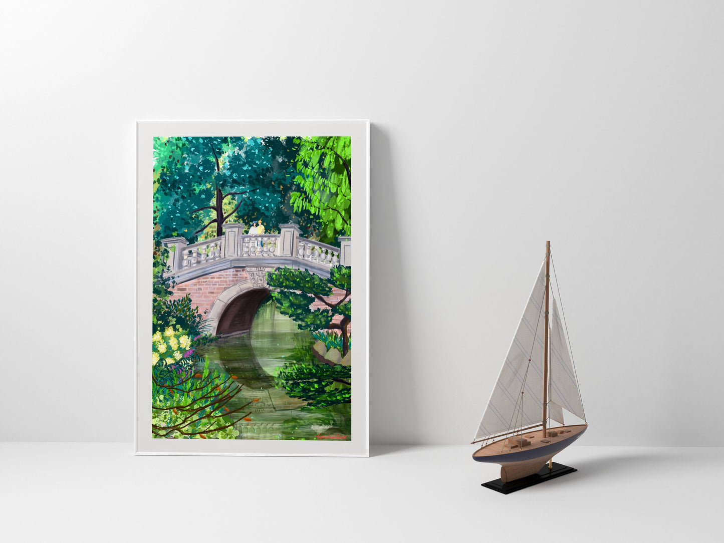 Parc Monceau Print: Romantic Couple, Parisian Park Art (A3)