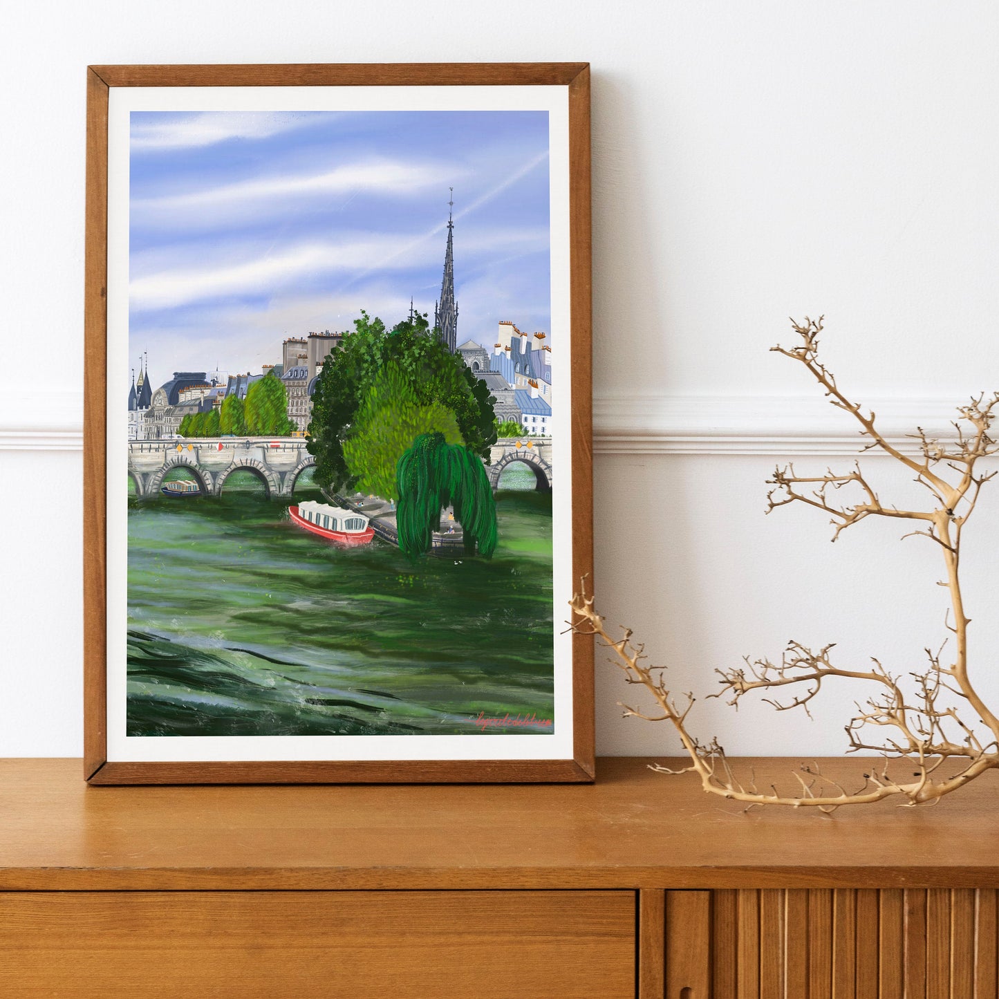 Île de la Cité Paris Art Poster: Seine River View