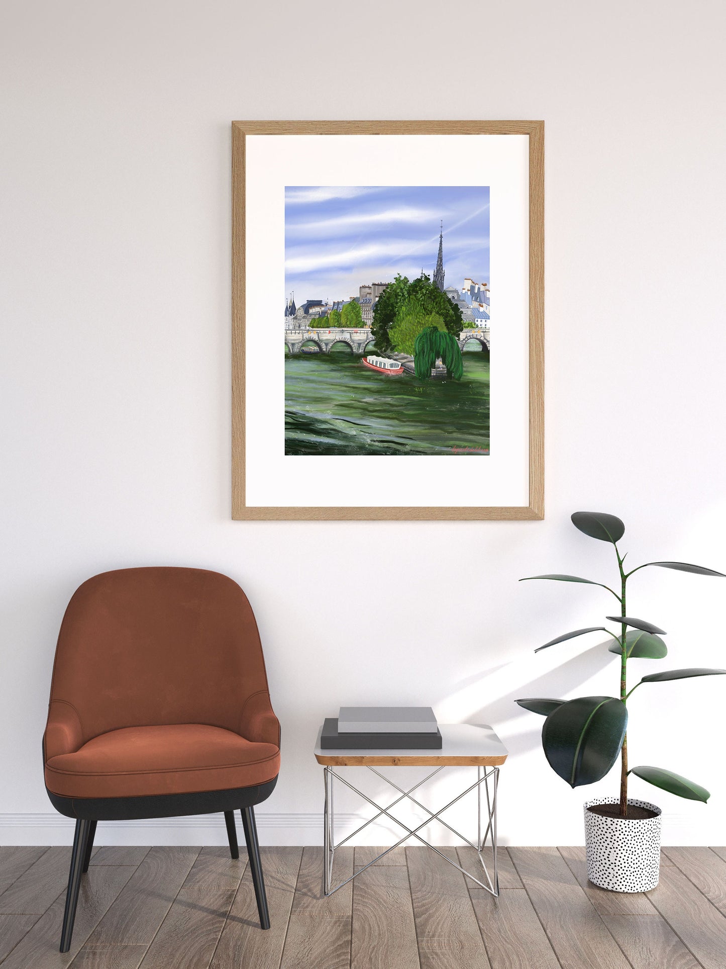 Île de la Cité Paris Art Poster: Seine River View