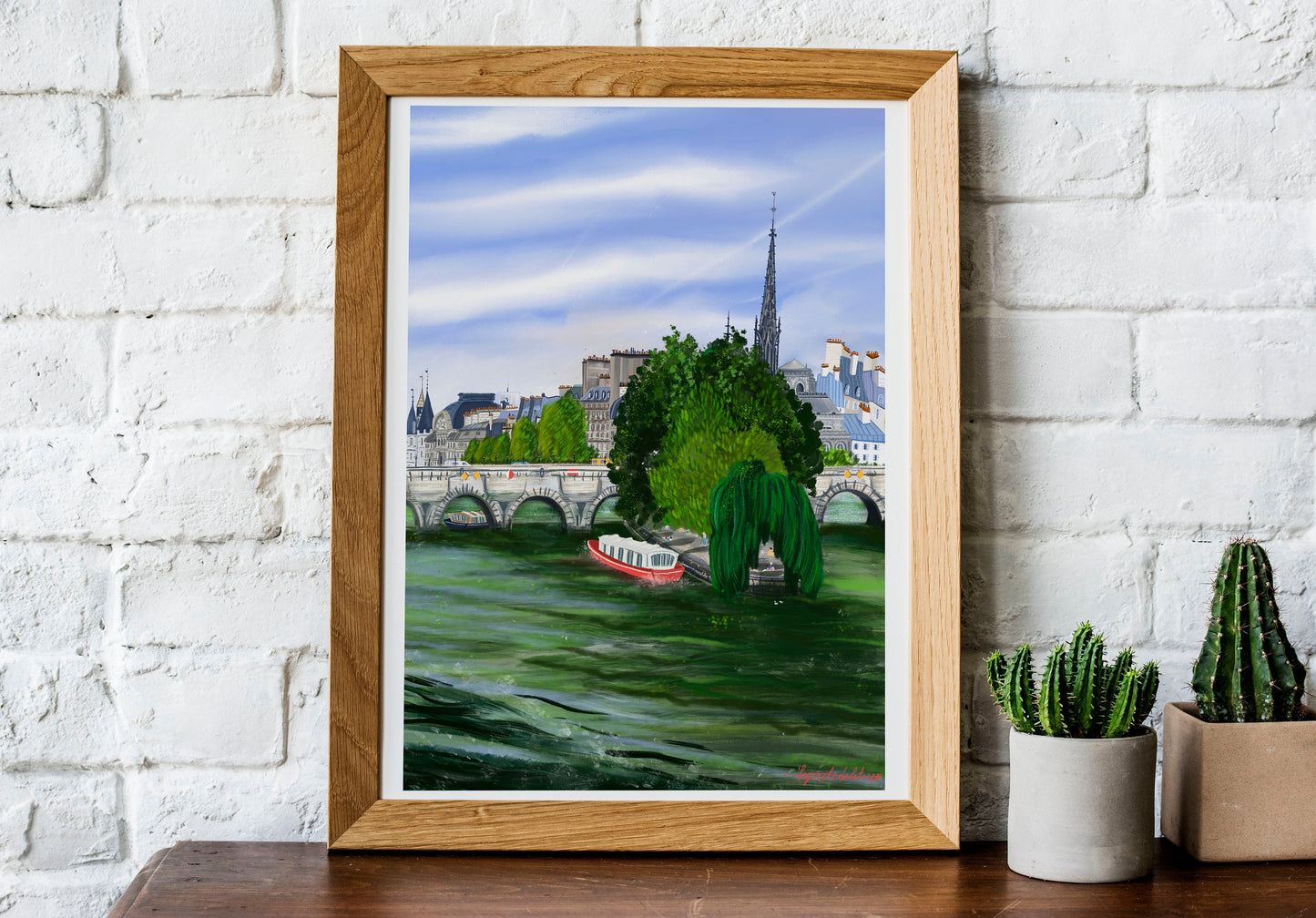 Île de la Cité Paris Art Poster: Seine River View