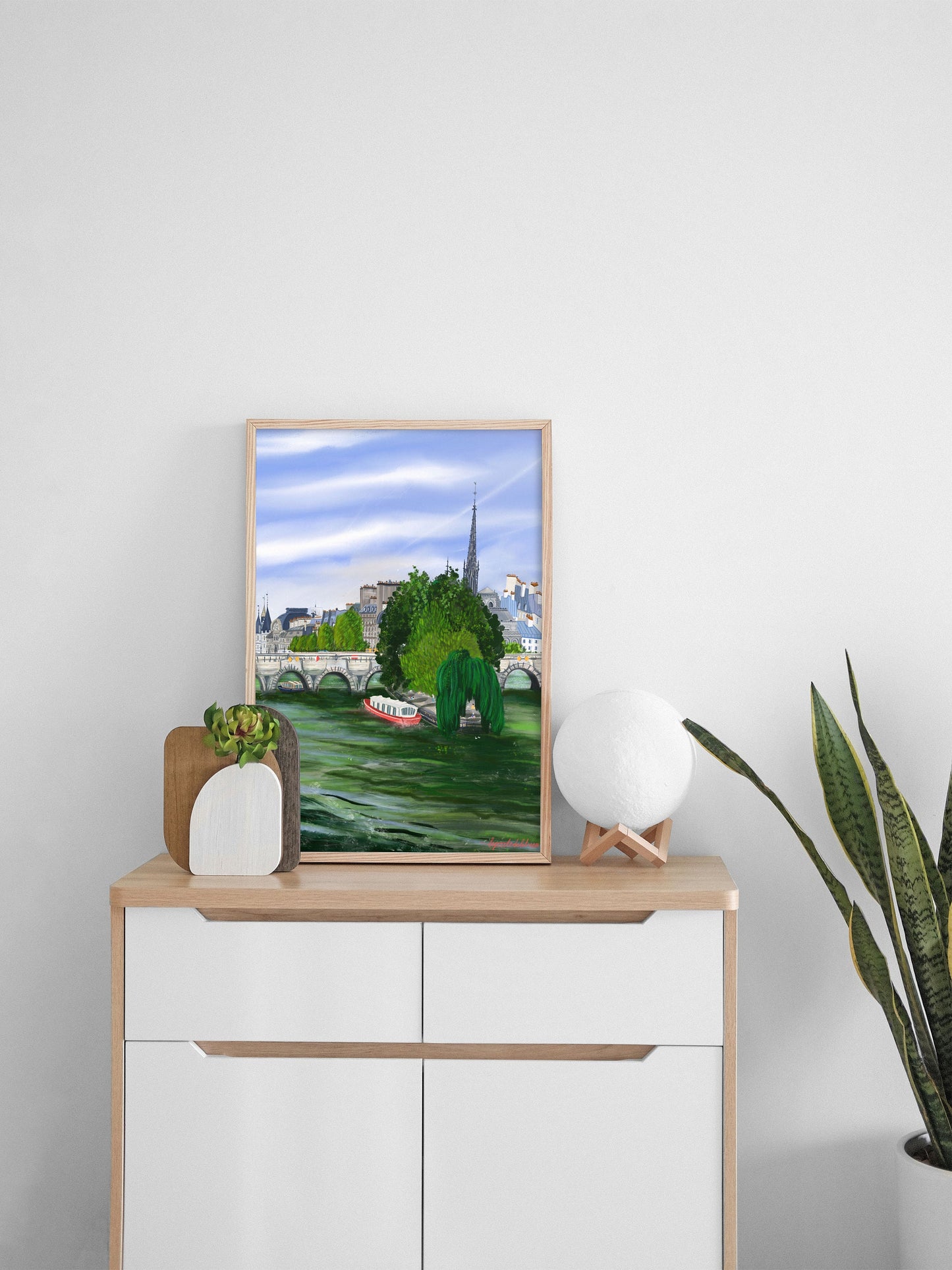 Île de la Cité Paris Art Poster: Seine River View