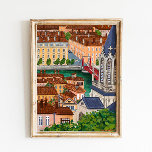 Lyon France Art Print: City View Souvenir