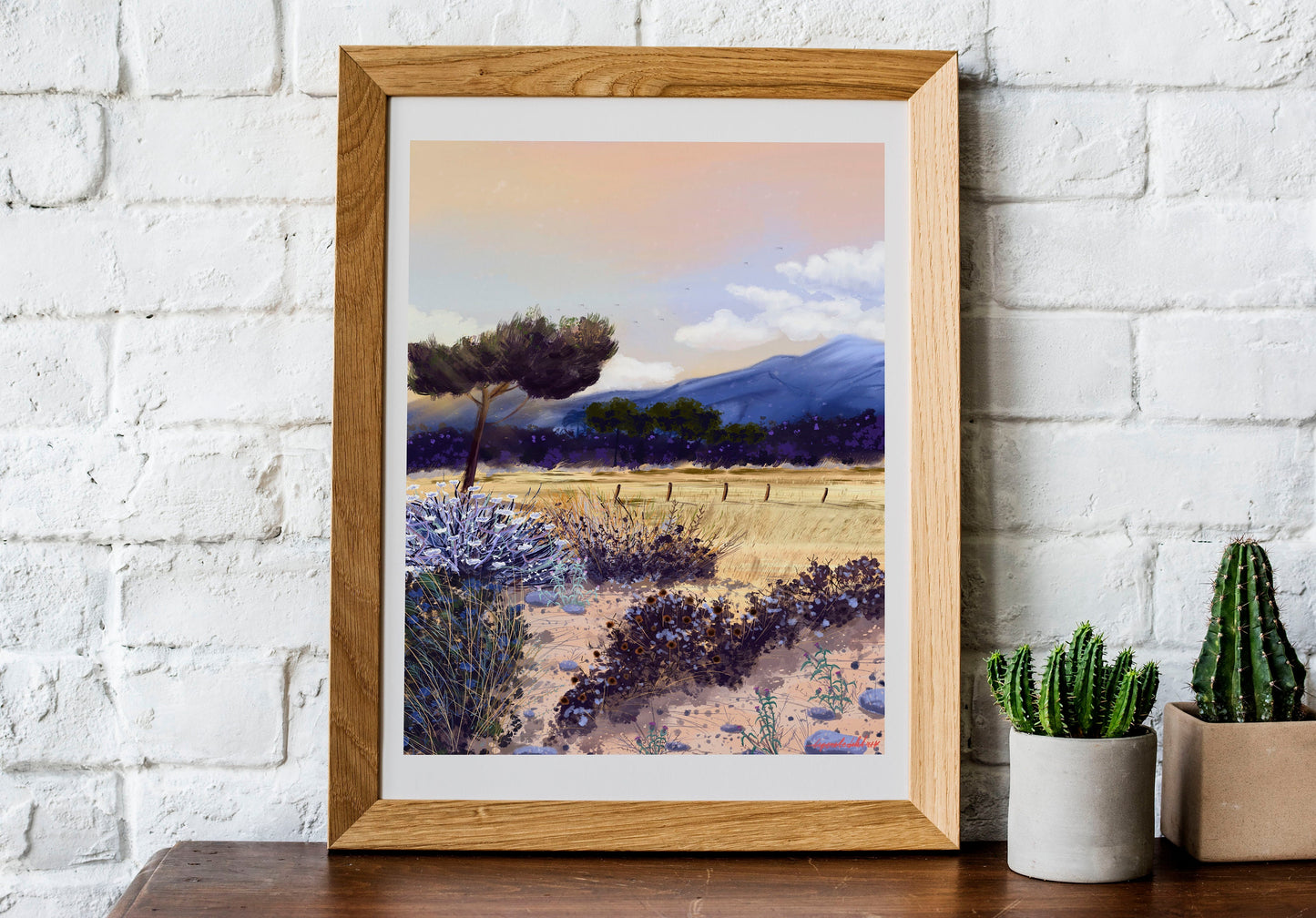 Corsica Landscape Art Print: Fine Art Paper, Travel Illustration