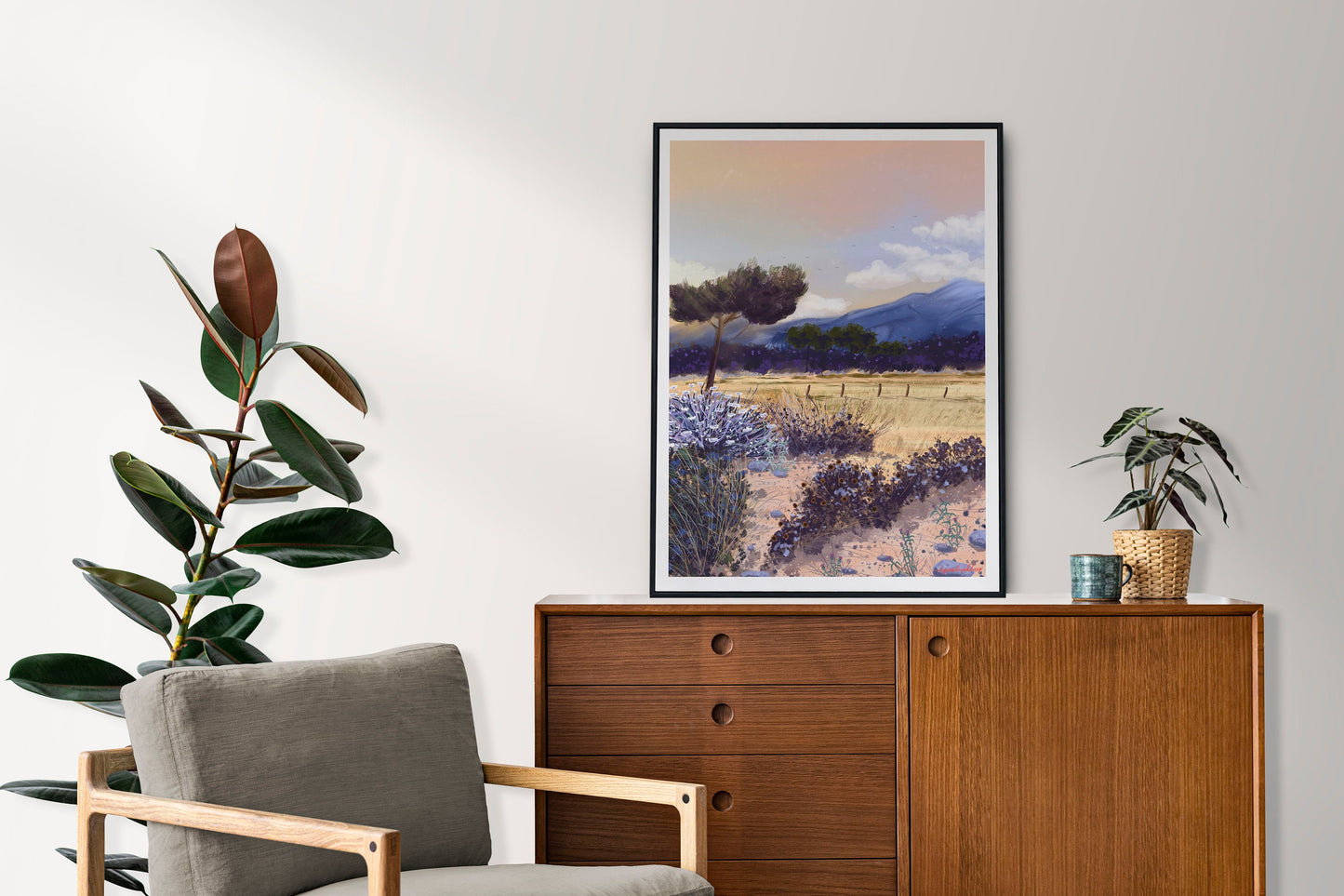 Corsica Landscape Art Print: Fine Art Paper, Travel Illustration