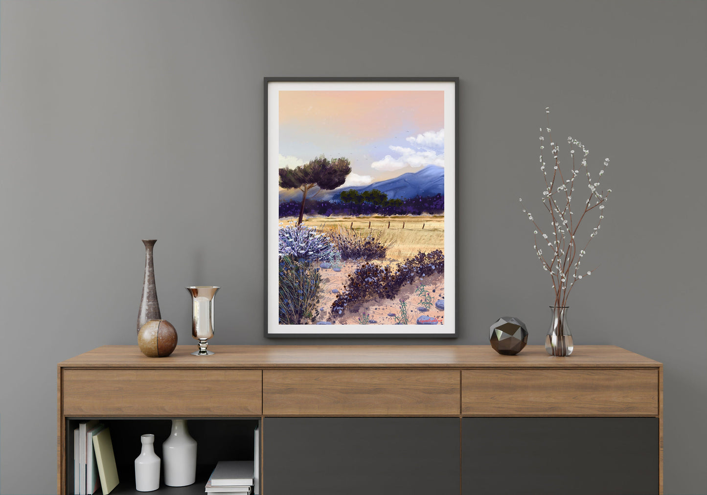 Corsica Landscape Art Print: Fine Art Paper, Travel Illustration