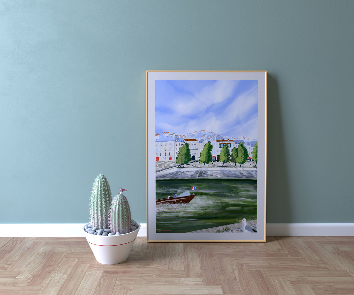Seine River Paris Art Print: Île Saint-Louis Illustration