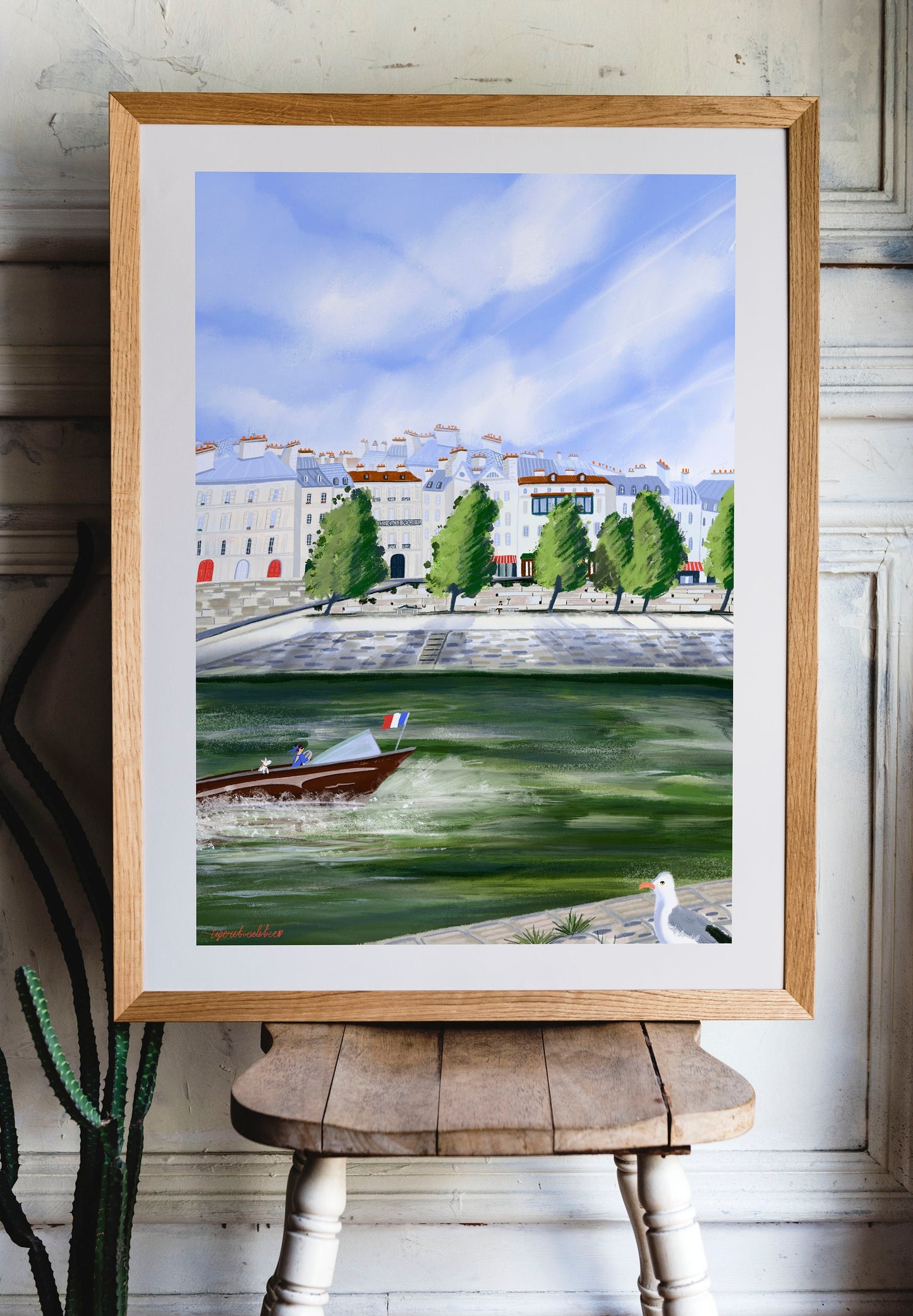 Seine River Paris Art Print: Île Saint-Louis Illustration