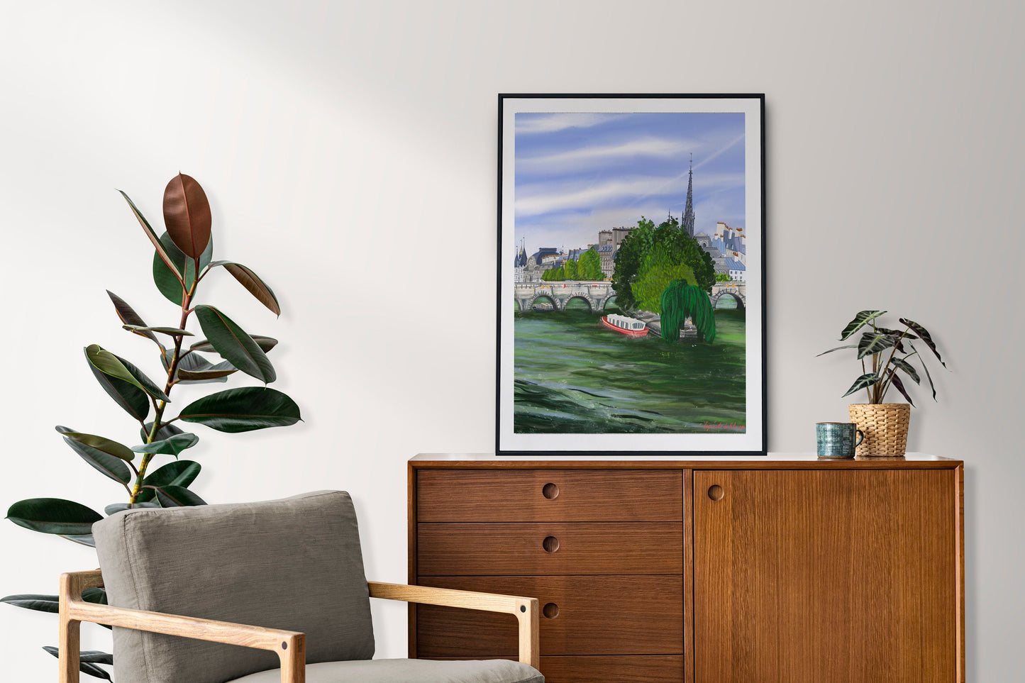 Île de la Cité Paris Art Poster: Seine River View