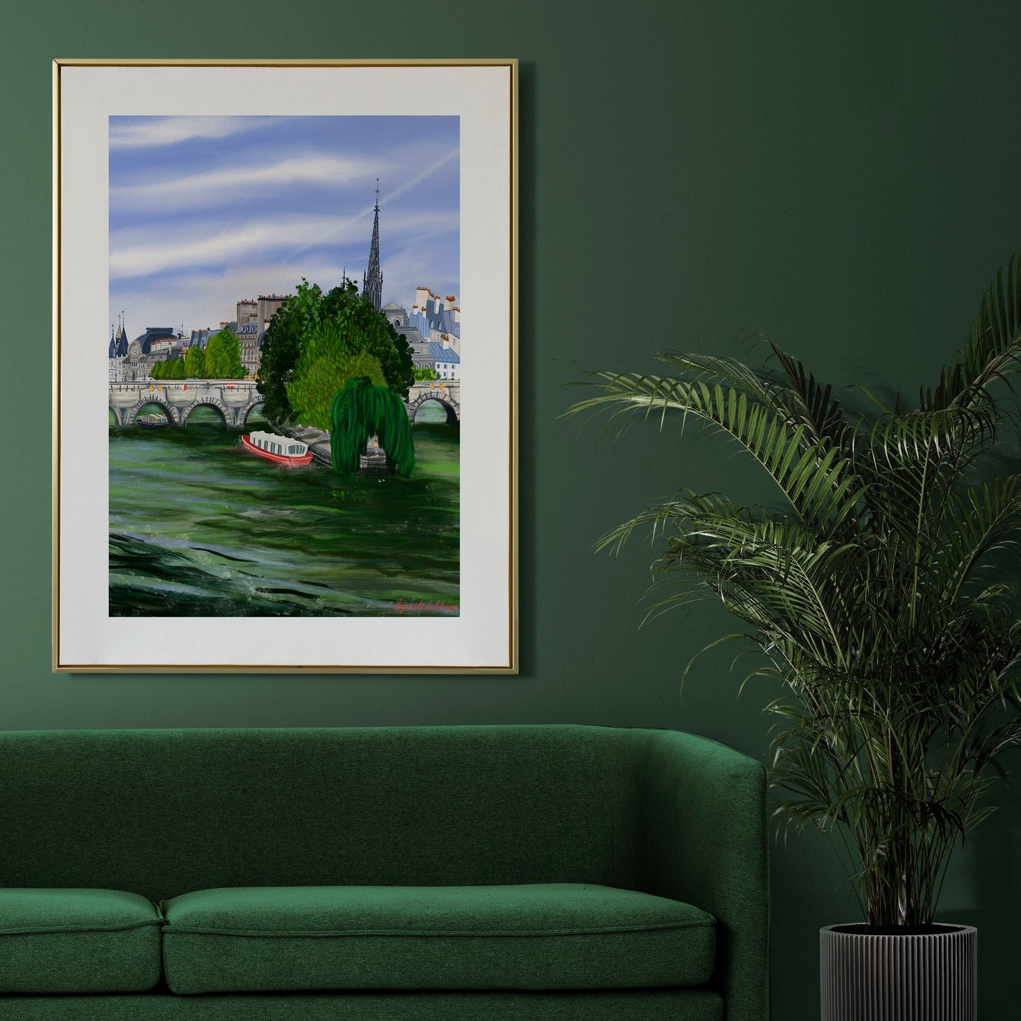 Île de la Cité Paris Art Poster: Seine River View