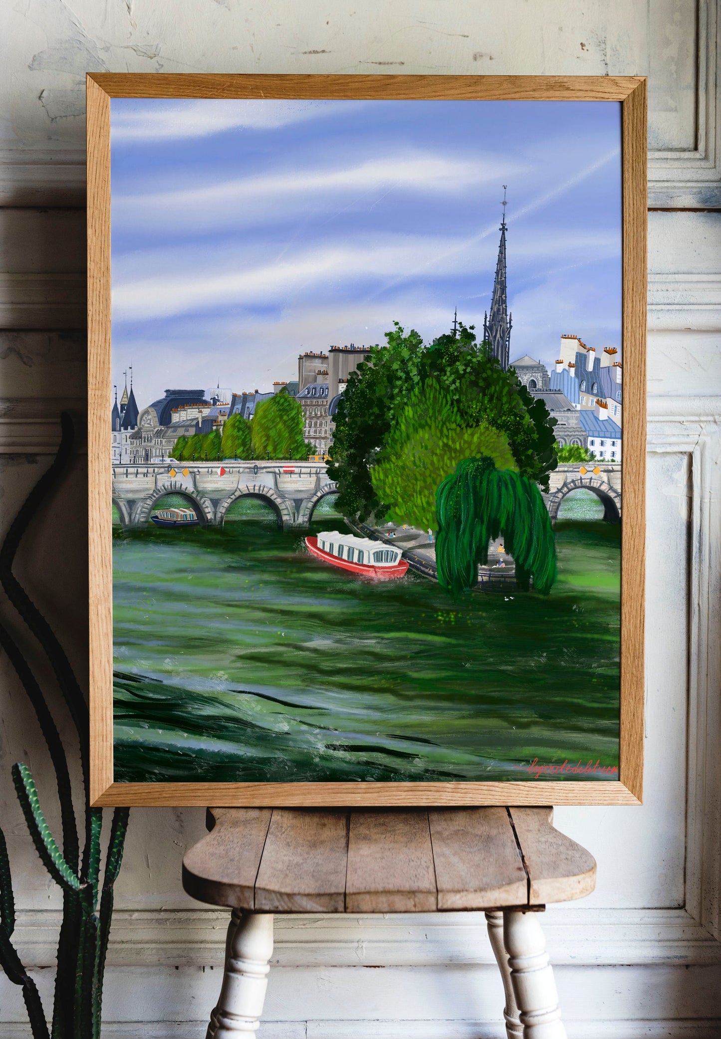 Île de la Cité Paris Art Poster: Seine River View