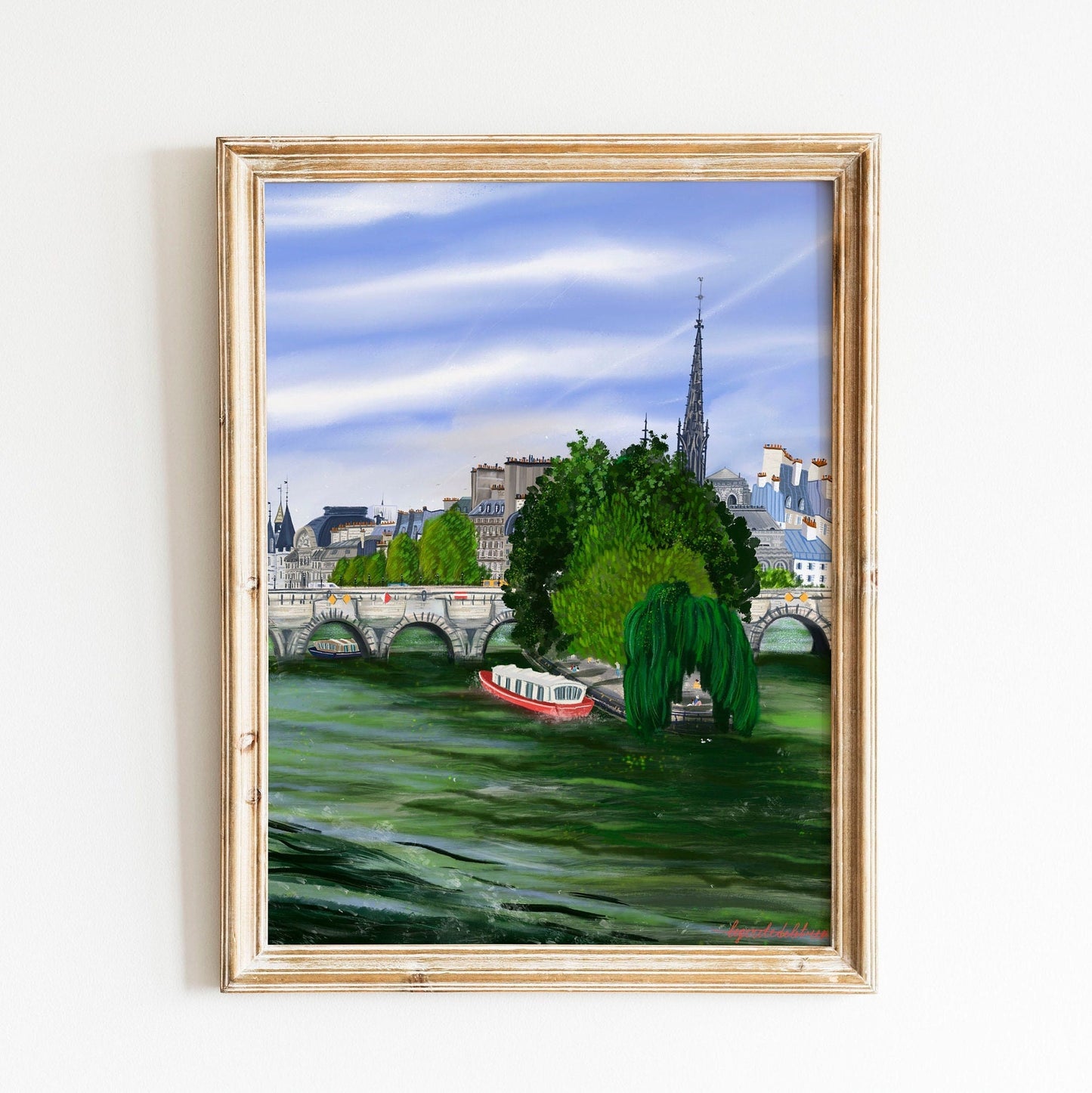 Île de la Cité Paris Art Poster: Seine River View