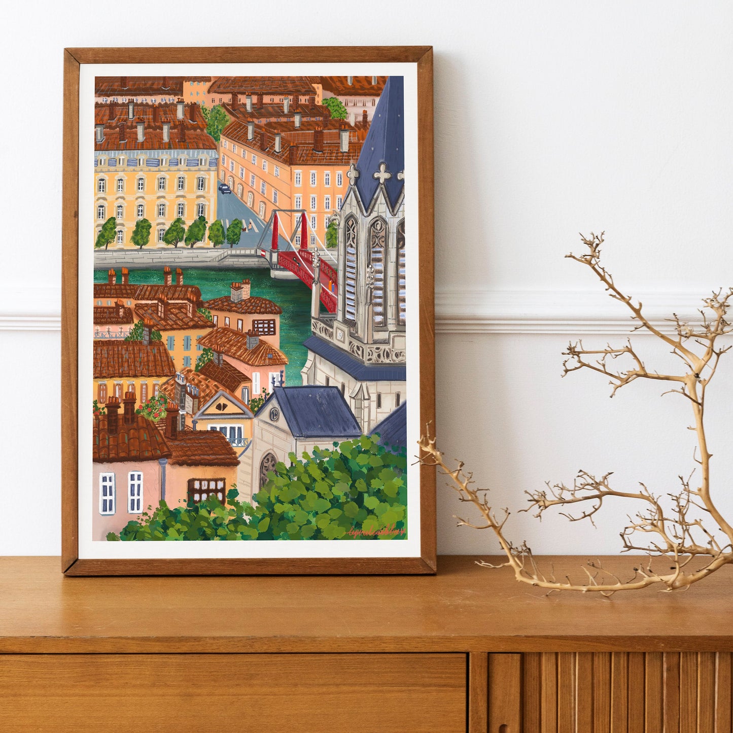 Lyon France Art Print: City View Souvenir