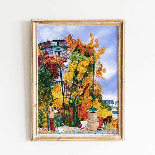 Belleville Paris Autumn Art Print: Parc de Belleville Poster