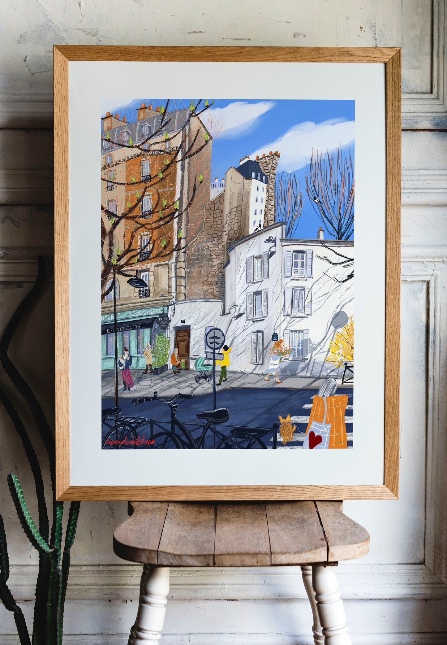 Paris Spring Fine Art Print: City Life Illustration