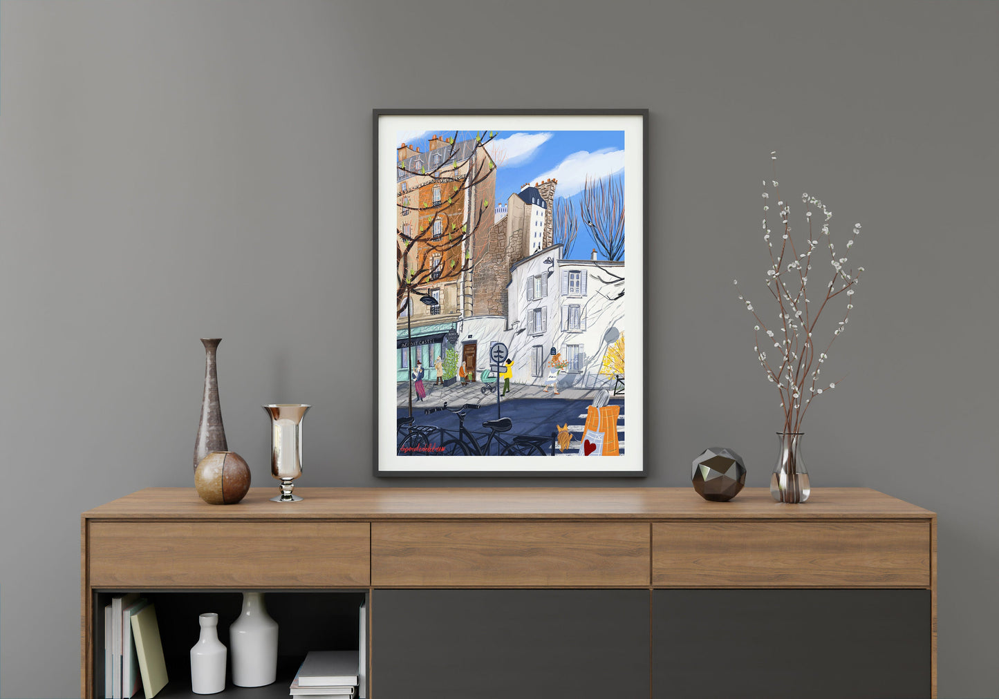 Paris Spring Fine Art Print: City Life Illustration