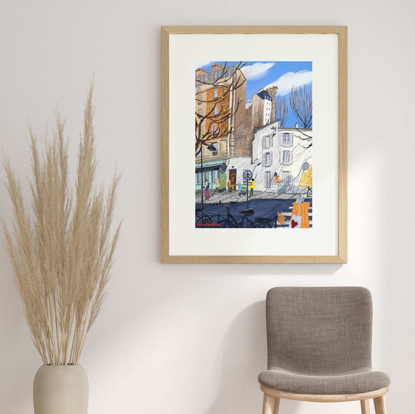 Paris Spring Fine Art Print: City Life Illustration