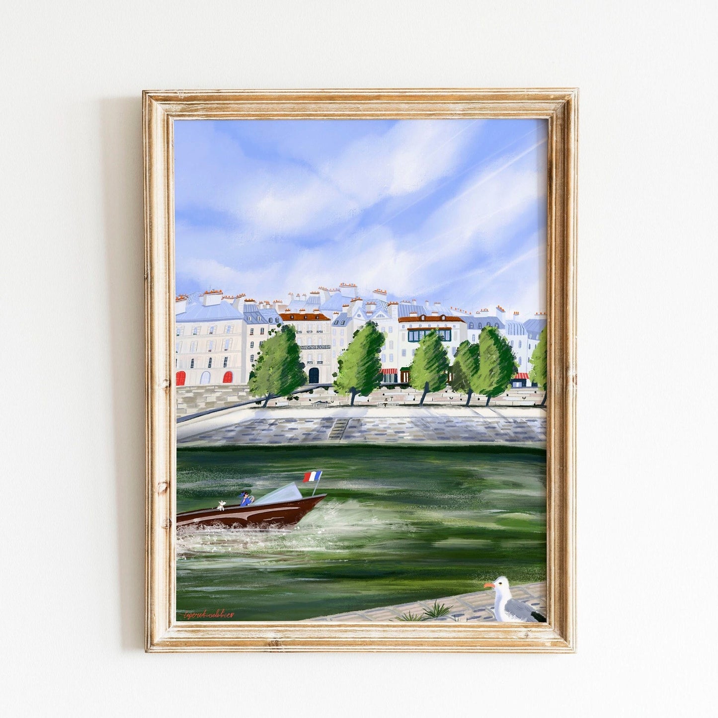 Seine River Paris Art Print: Île Saint-Louis Illustration