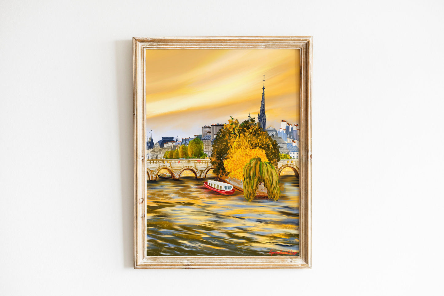 Fall Season Home Wall art|Paris Autumn Art Print|Île de la Cité, Sunset on Seine| Paris print A3 A4| Autumn cozy artwork