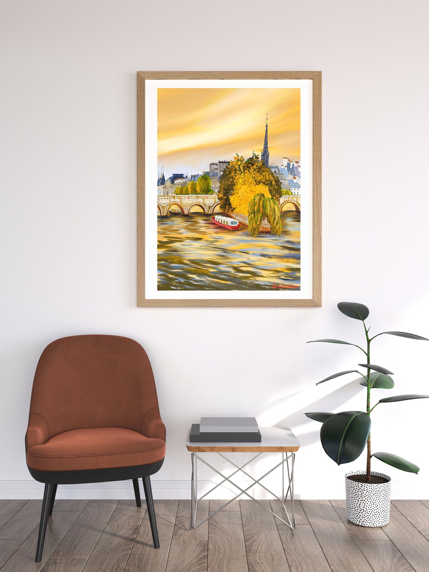 Fall Season Home Wall art|Paris Autumn Art Print|Île de la Cité, Sunset on Seine| Paris print A3 A4| Autumn cozy artwork