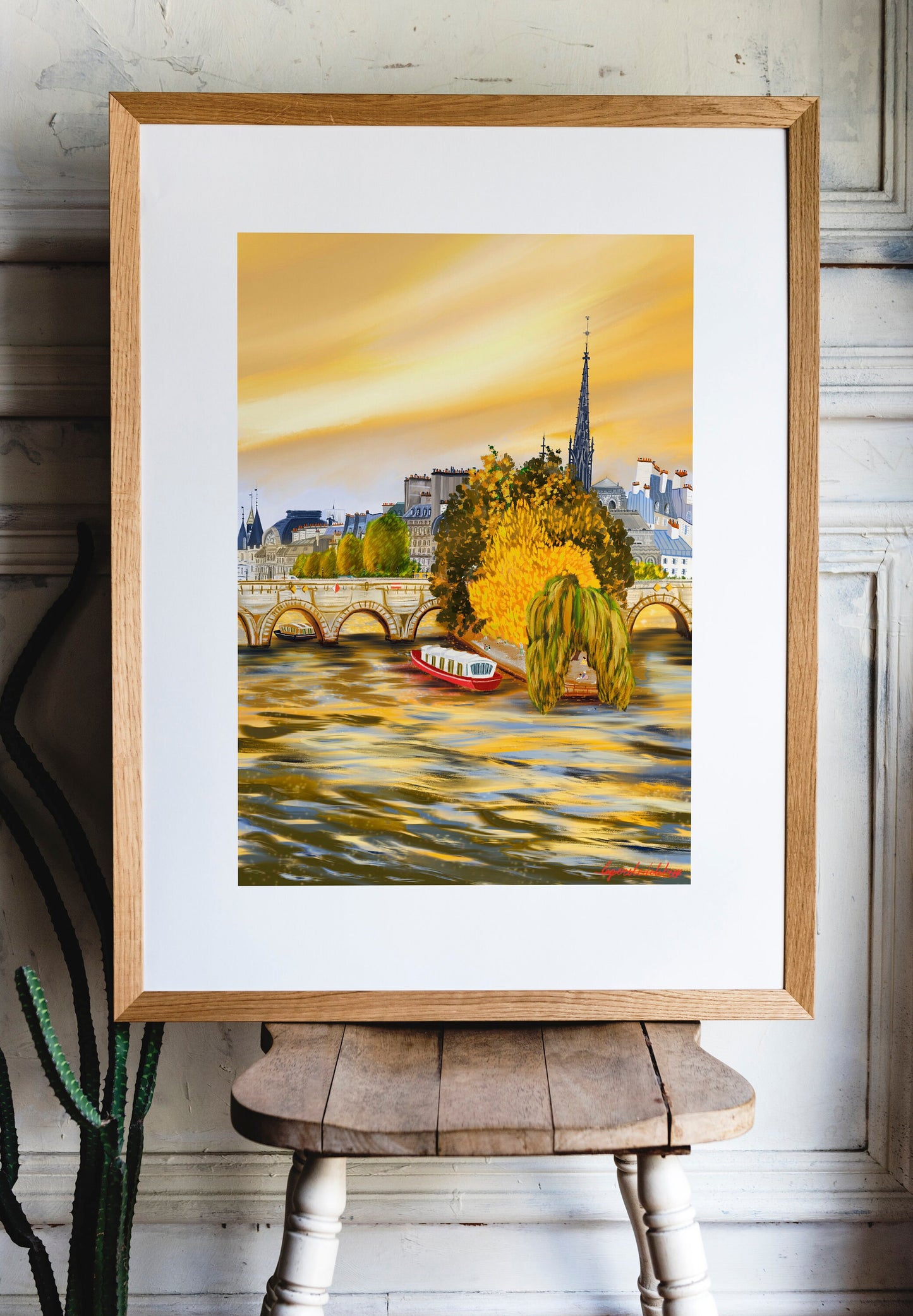 Fall Season Home Wall art|Paris Autumn Art Print|Île de la Cité, Sunset on Seine| Paris print A3 A4| Autumn cozy artwork