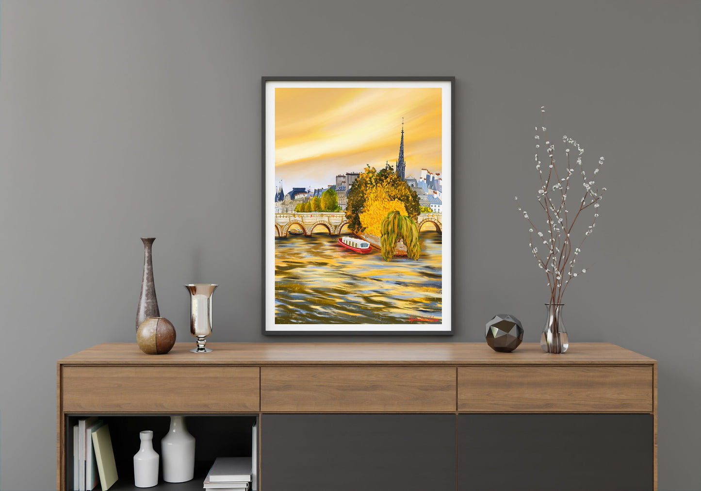 Fall Season Home Wall art|Paris Autumn Art Print|Île de la Cité, Sunset on Seine| Paris print A3 A4| Autumn cozy artwork