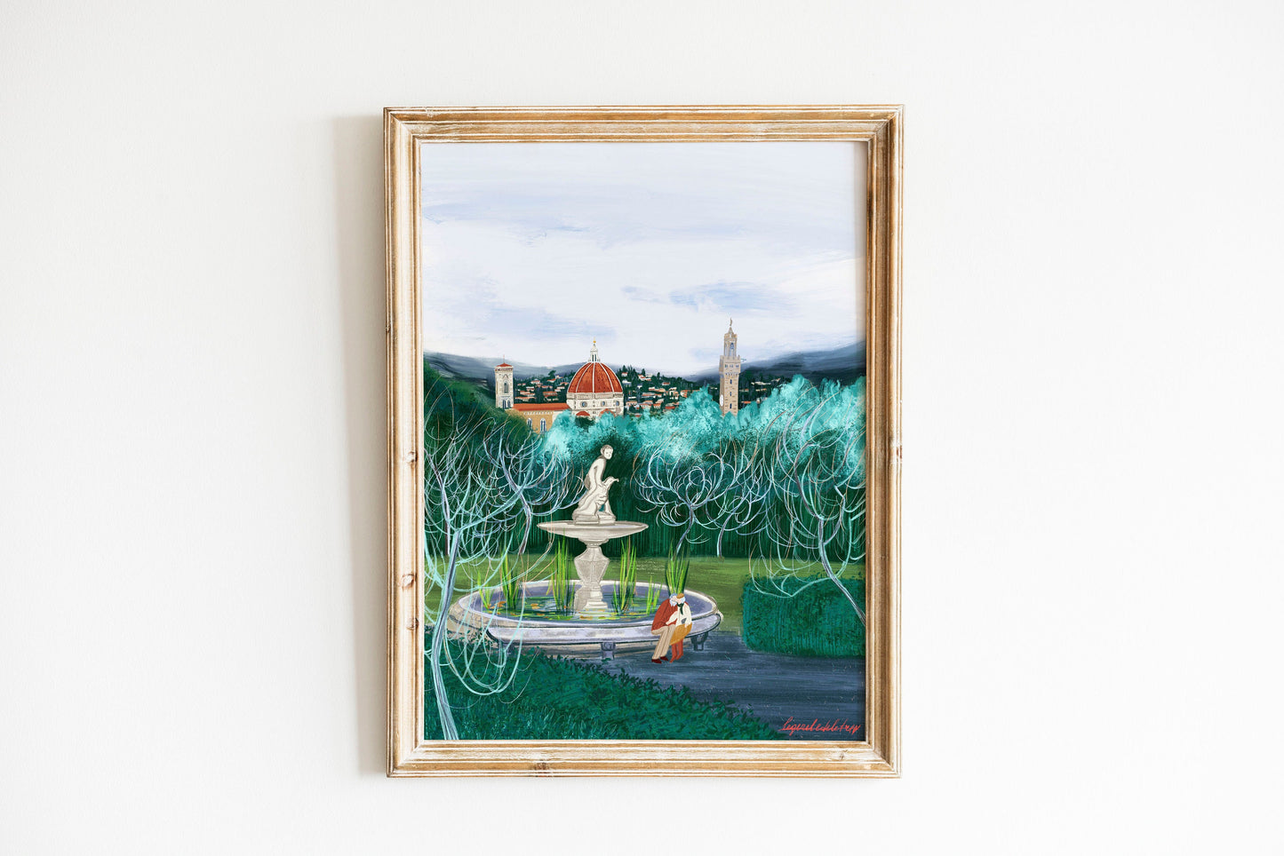Boboli Gardens Florence Art Print: Tuscany Landscape Illustration