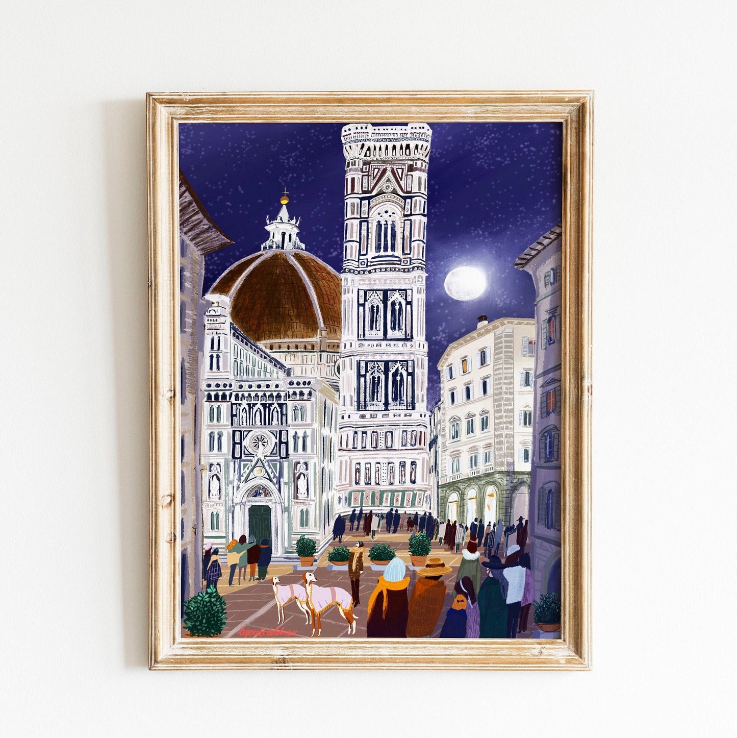Florence Night Art Poster: Santa Maria del Fiore Print