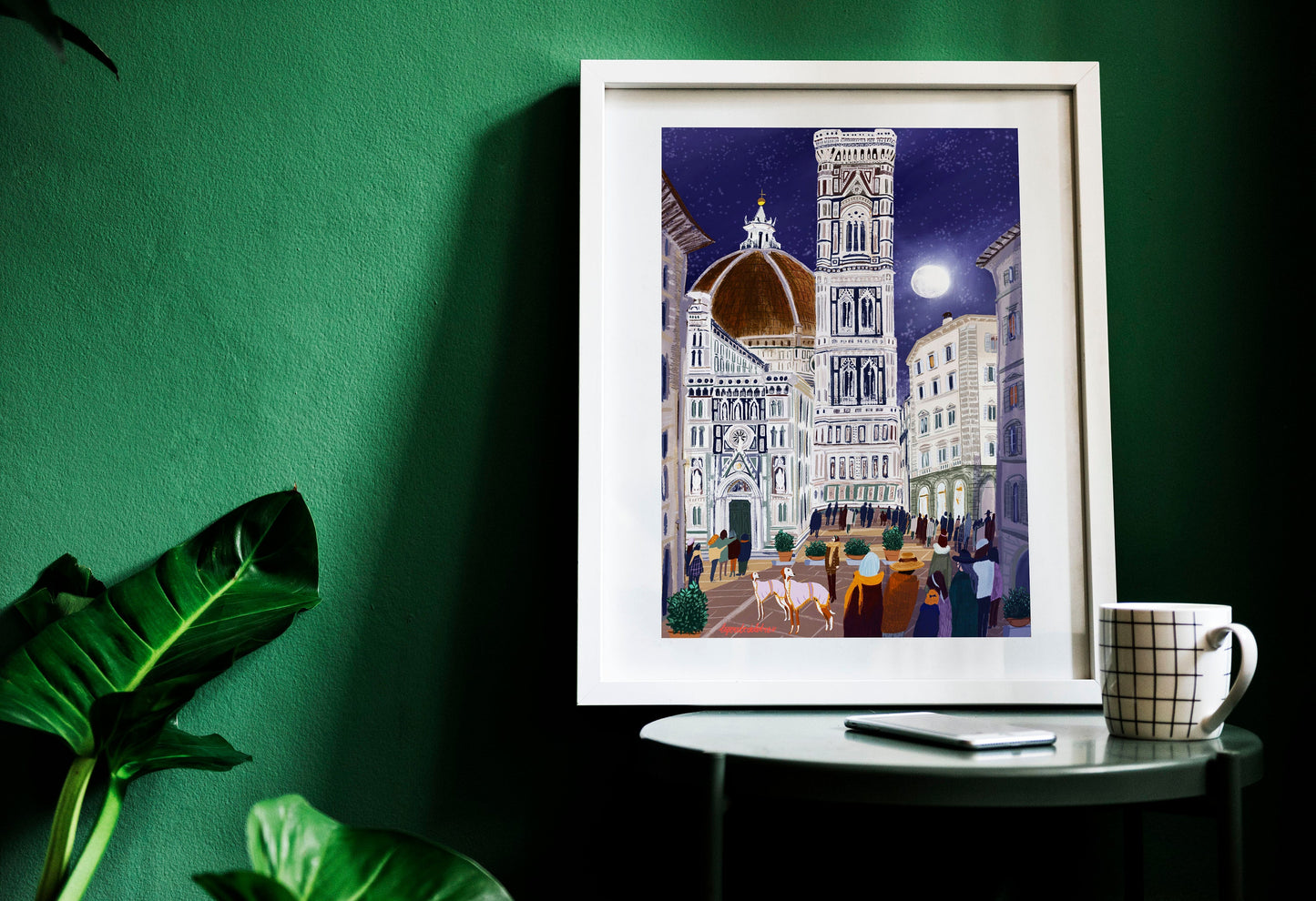 Florence Night Art Poster: Santa Maria del Fiore Print