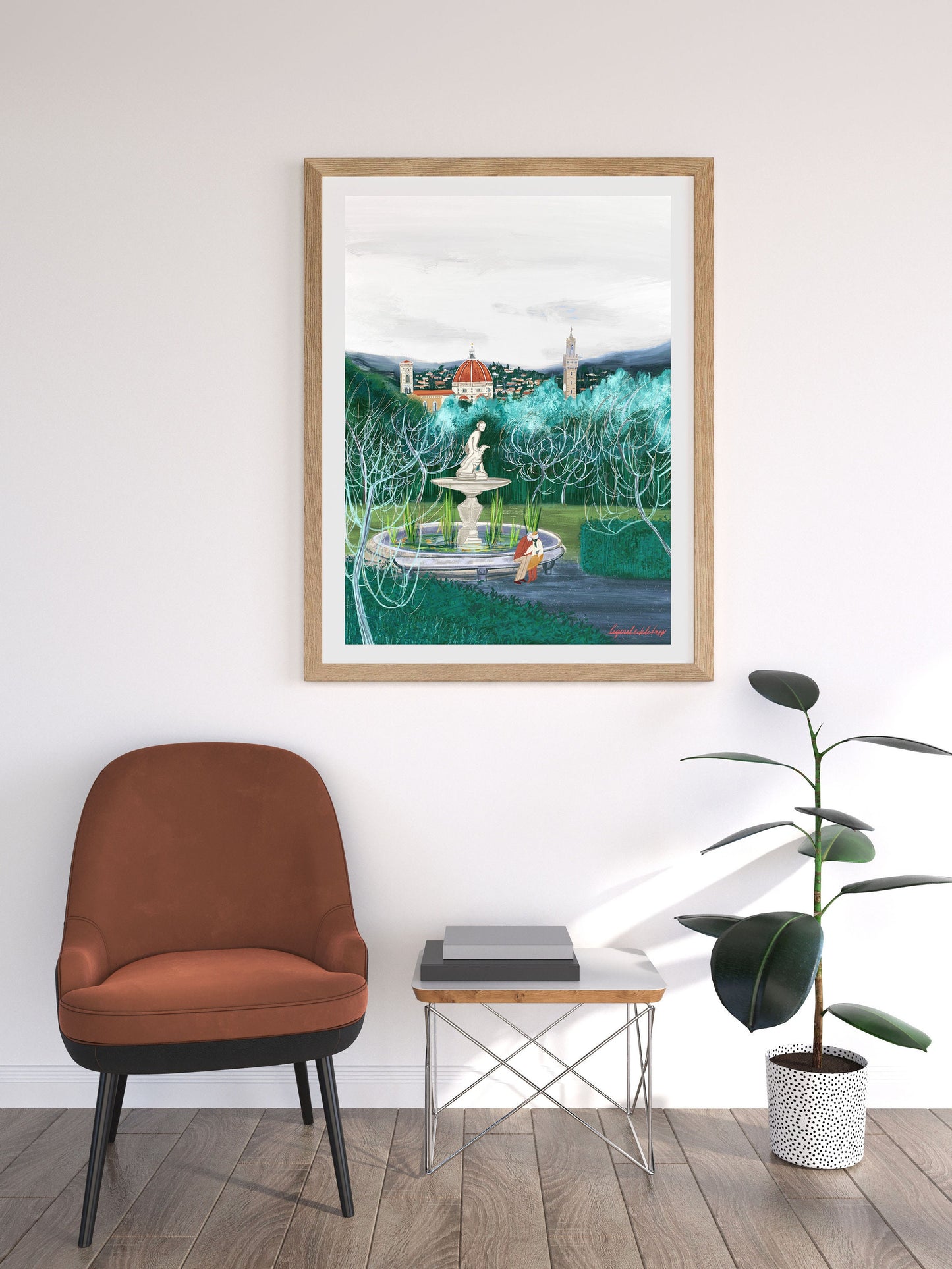 Boboli Gardens Florence Art Print: Tuscany Landscape Illustration