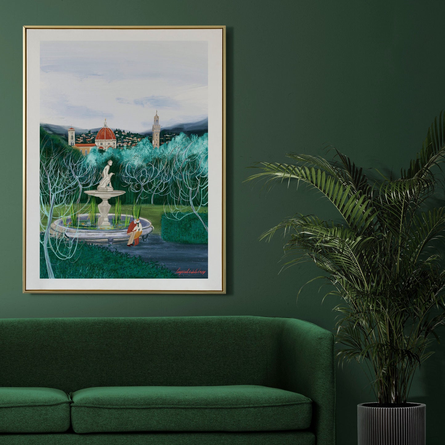 Boboli Gardens Florence Art Print: Tuscany Landscape Illustration