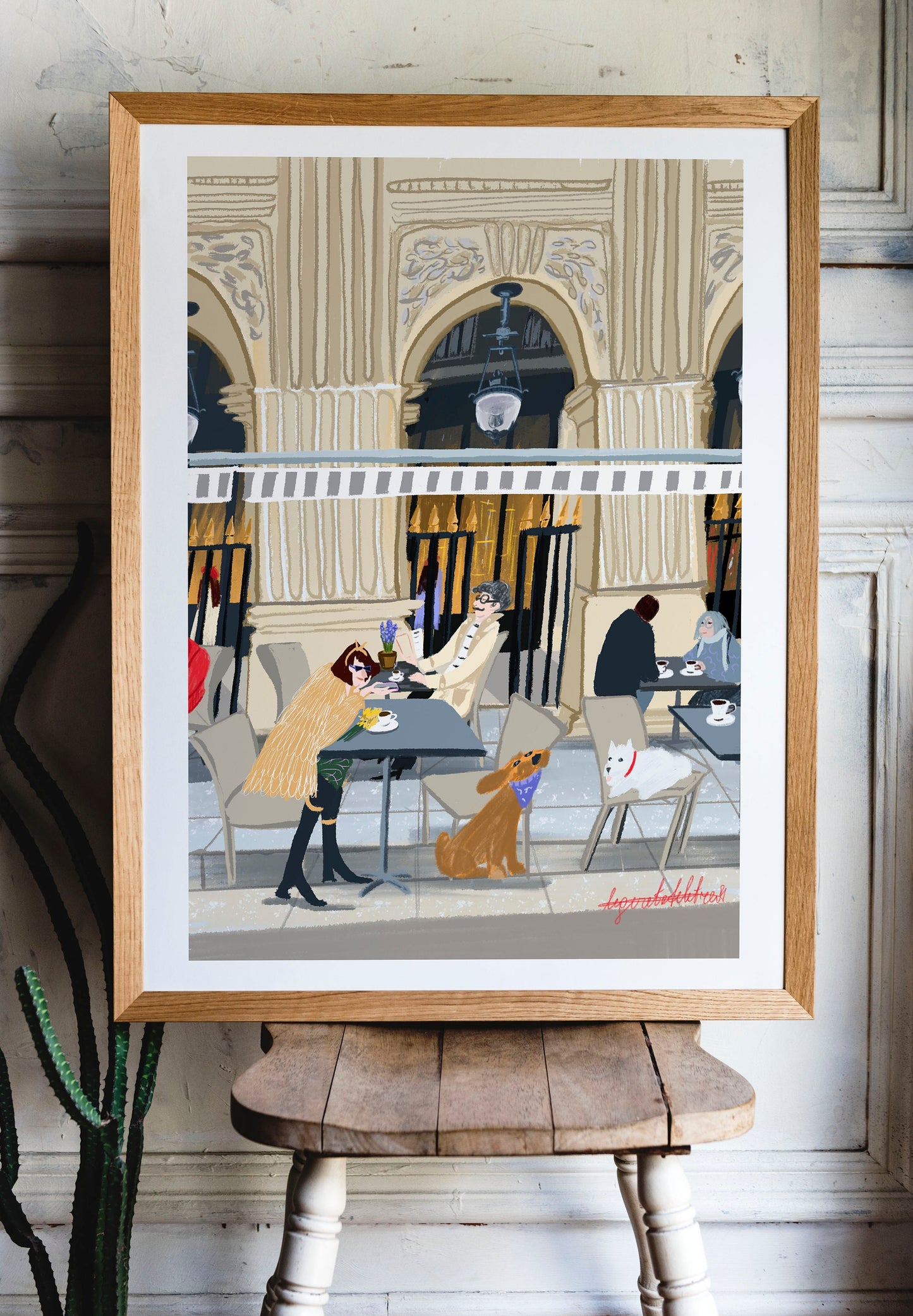 Palais Royal Paris Art Poster: Jardin Cafe Scene