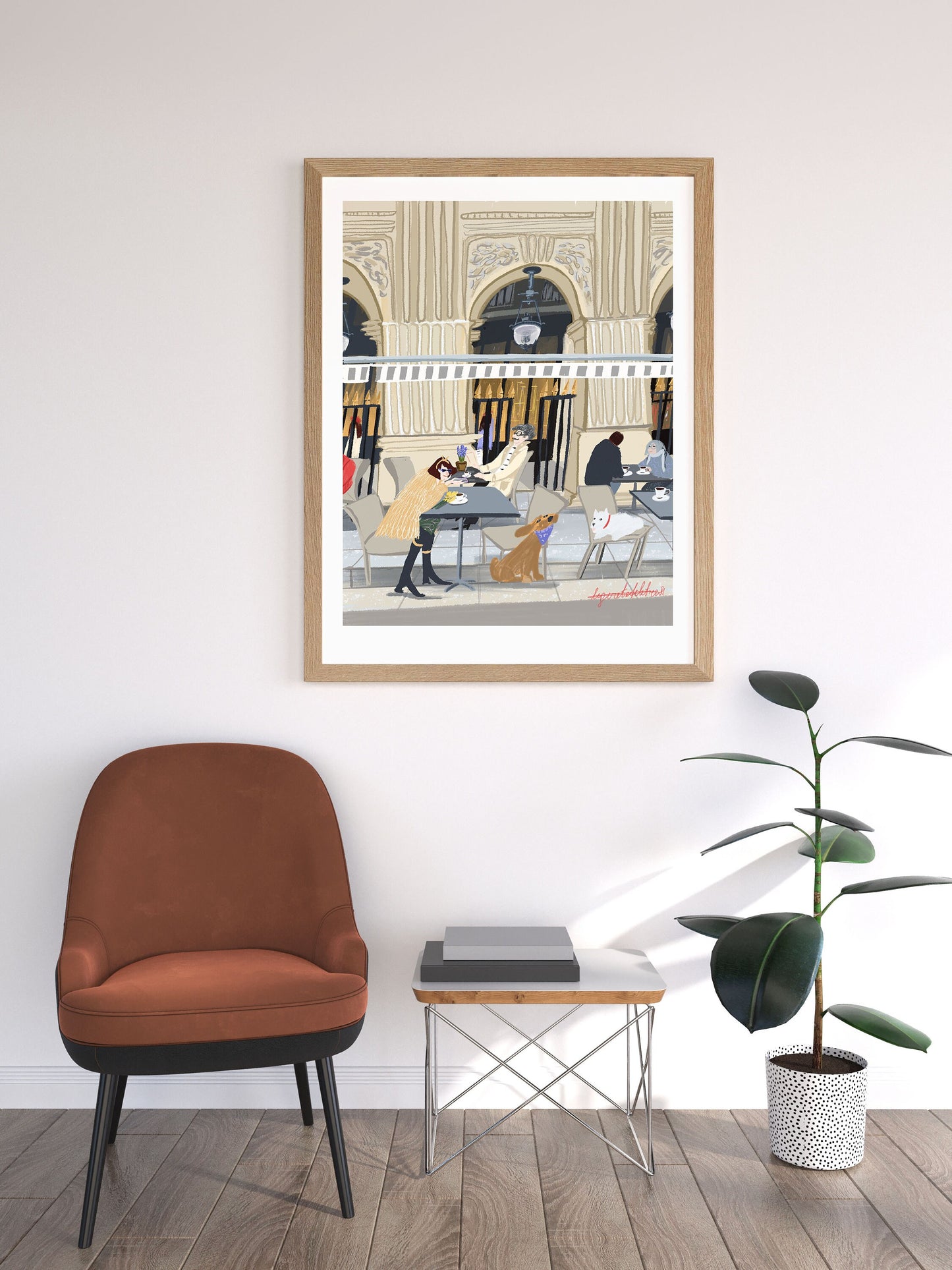Palais Royal Paris Art Poster: Jardin Cafe Scene