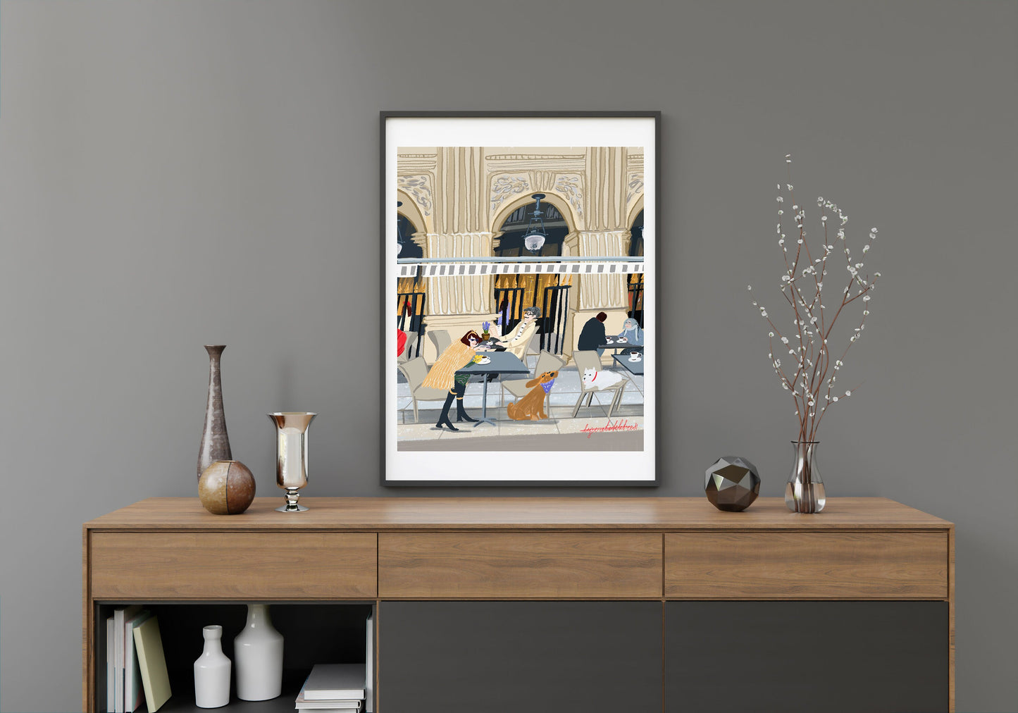Palais Royal Paris Art Poster: Jardin Cafe Scene