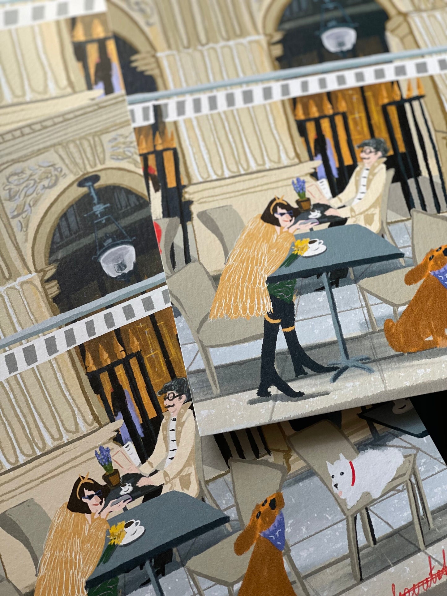 Palais Royal Paris Art Poster: Jardin Cafe Scene