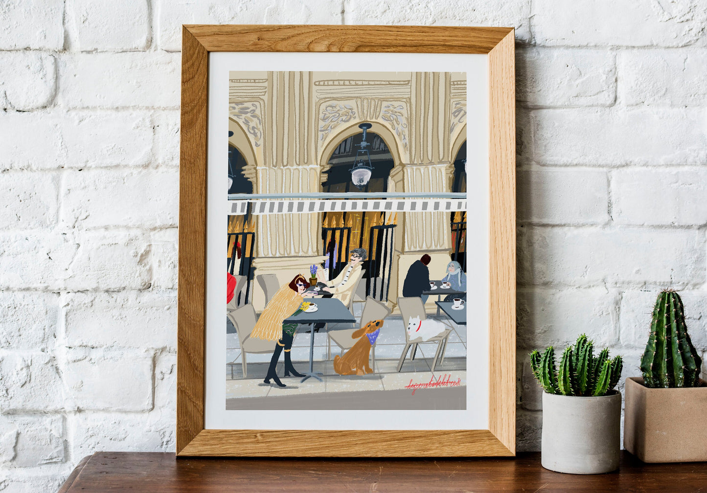 Palais Royal Paris Art Poster: Jardin Cafe Scene