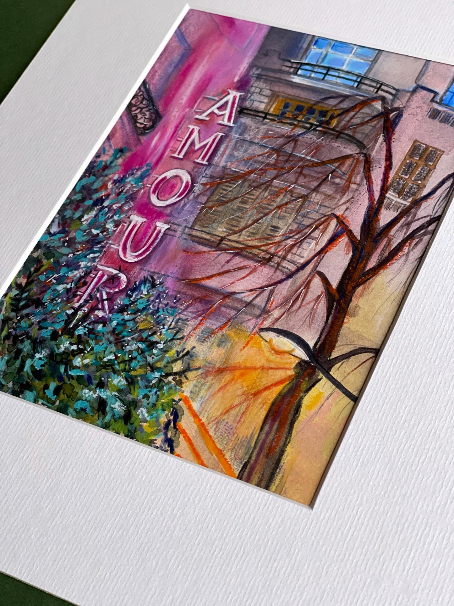 Amour French Art: Original Watercolor & Pastel Sketch