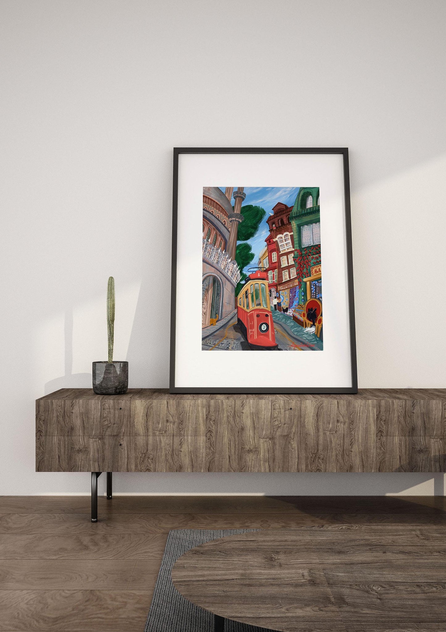 Istanbul City Art Poster: Vibrant Turkish city. Istanbul travel art poster