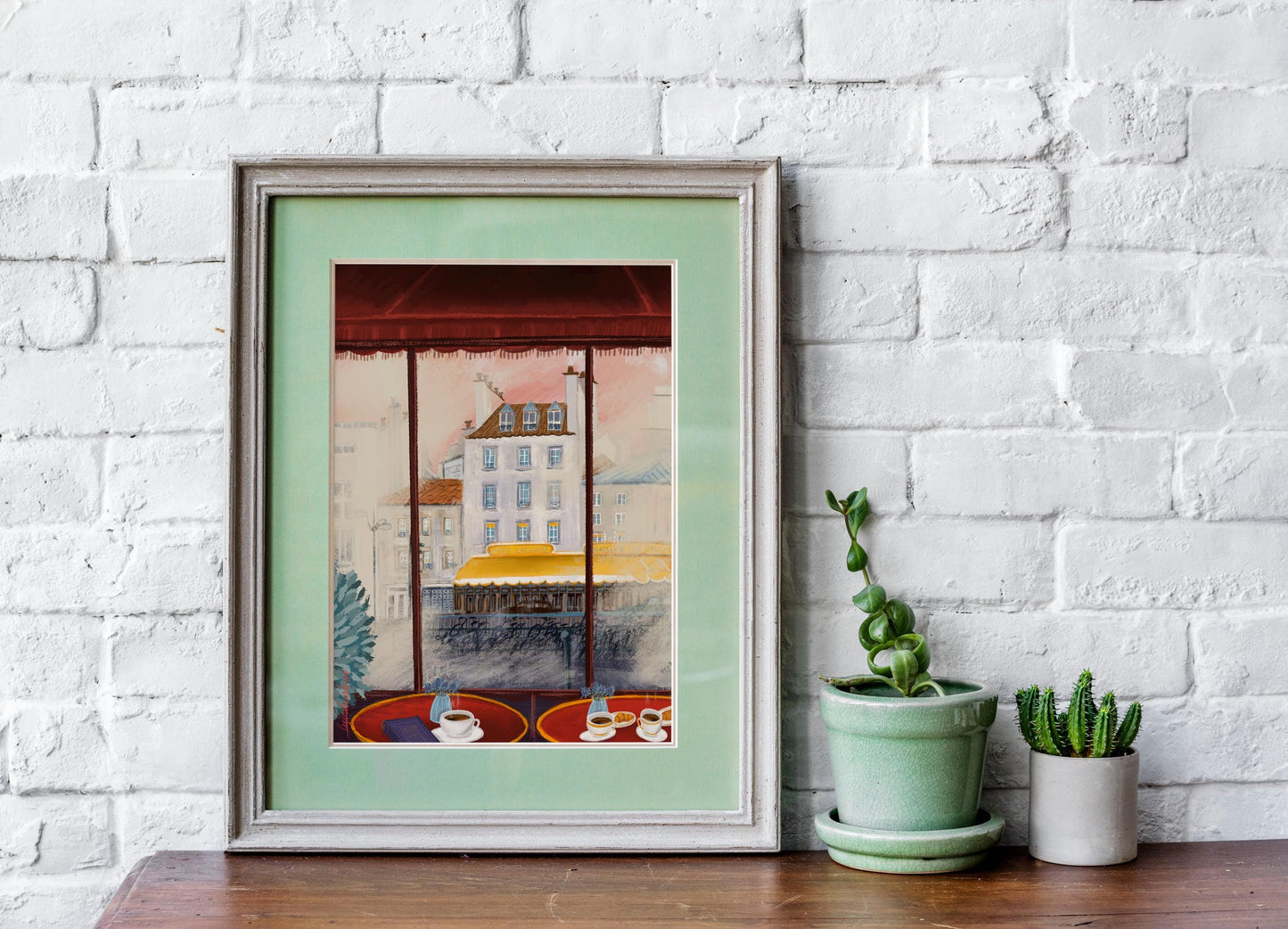 Parisian Cafe Art Print: Cozy Coffee Scene (A3/A4)