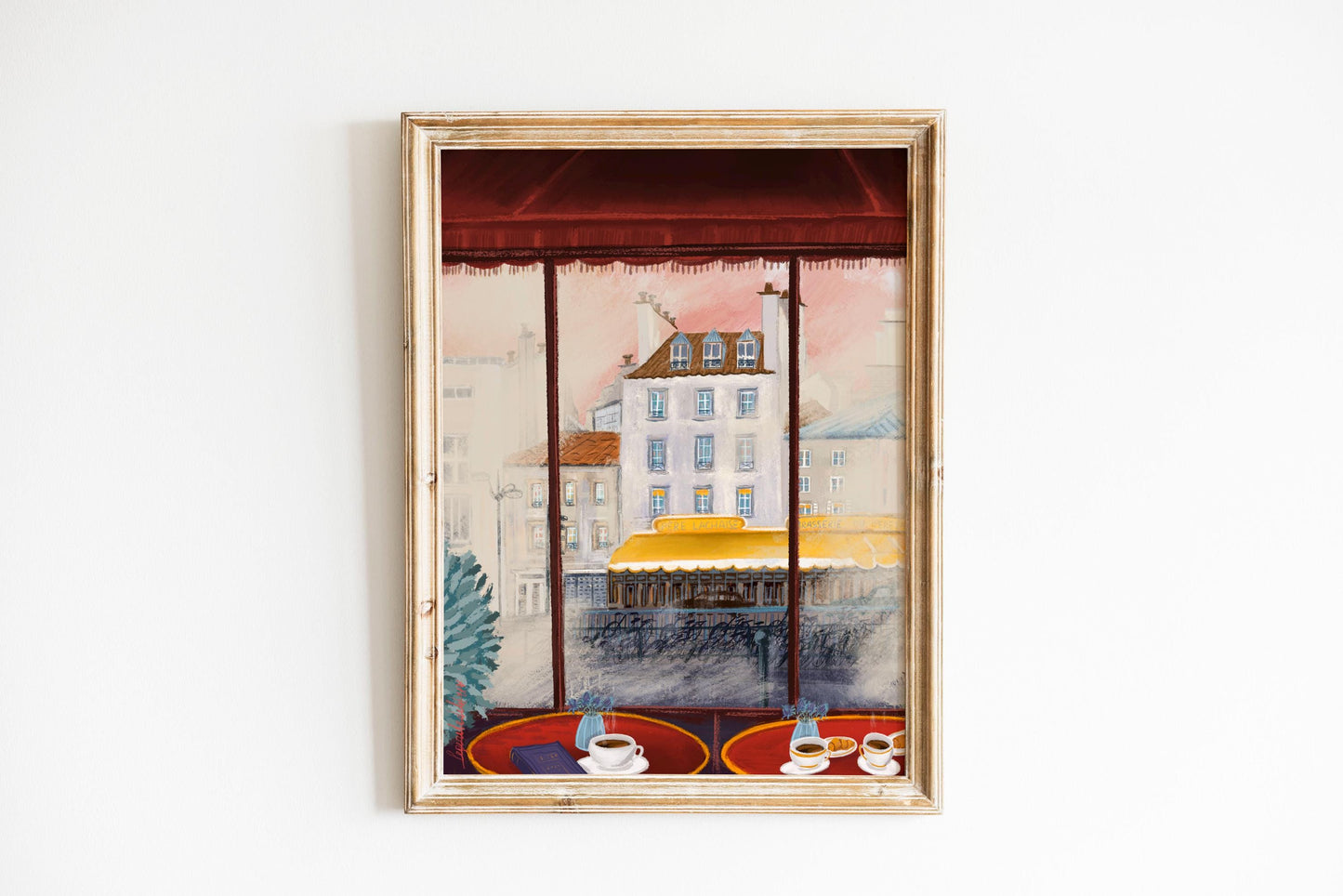 Parisian Cafe Art Print: Cozy Coffee Scene (A3/A4)