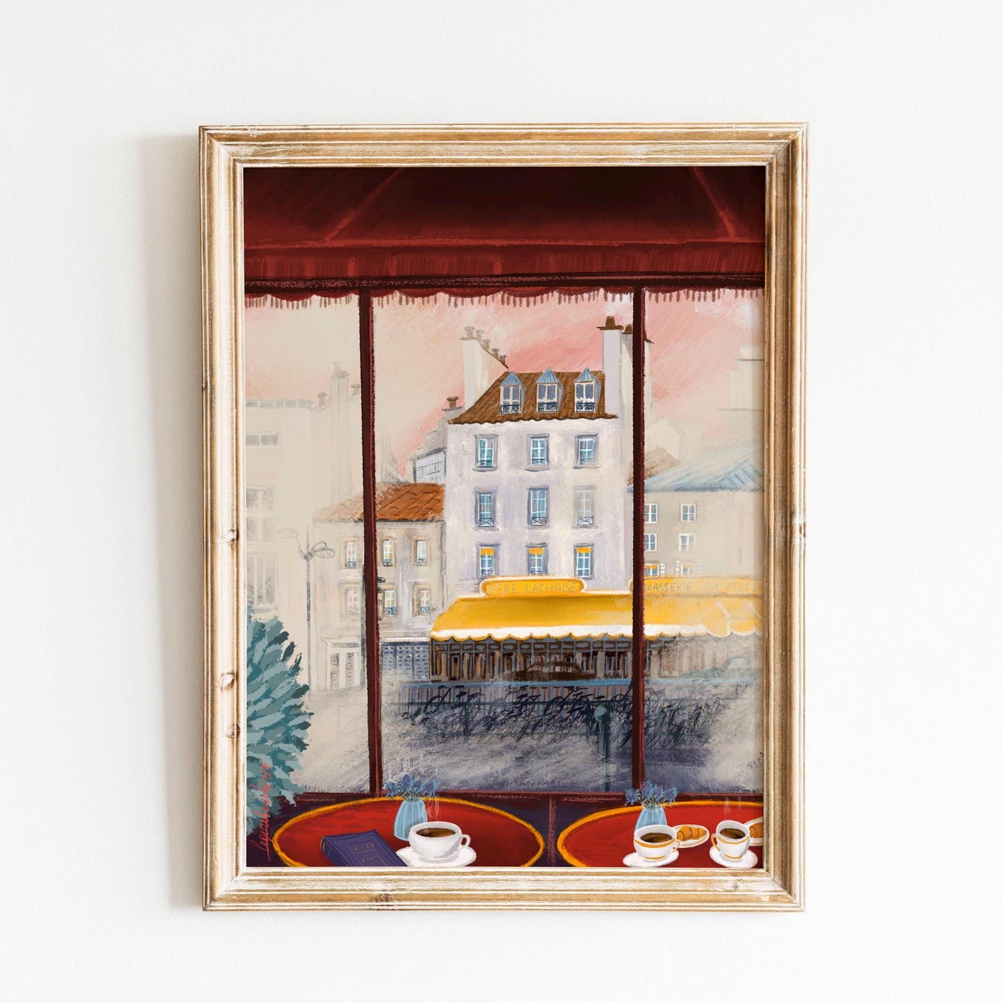 Parisian Cafe Art Print: Cozy Coffee Scene (A3/A4)