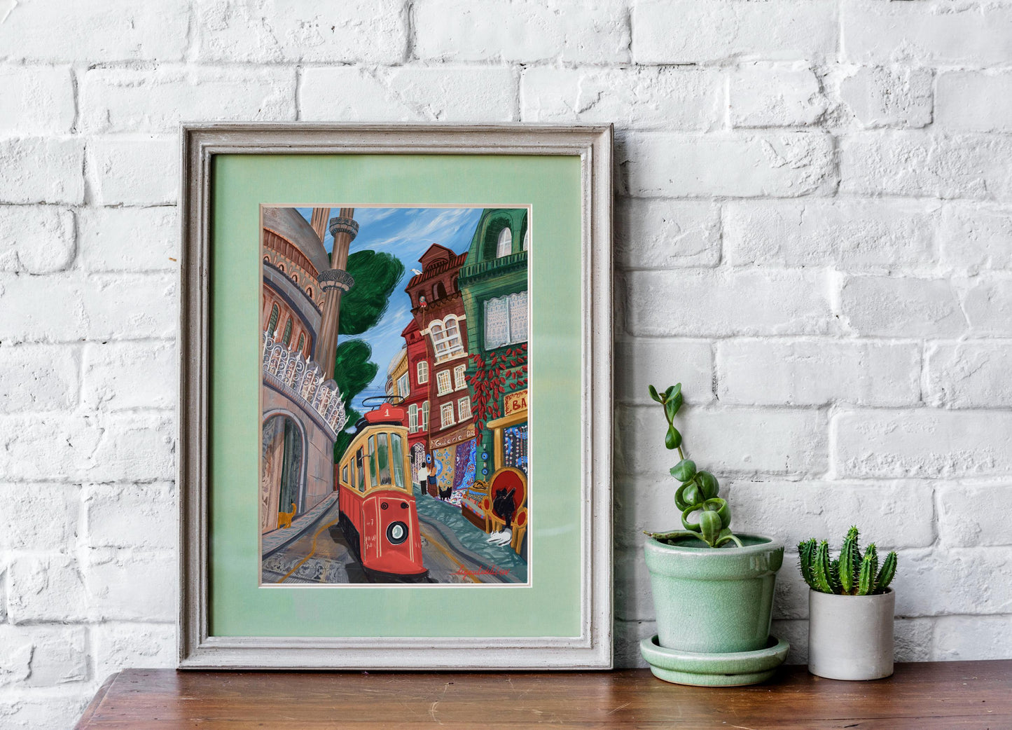 Istanbul City Art Poster: Vibrant Turkish city. Istanbul travel art poster