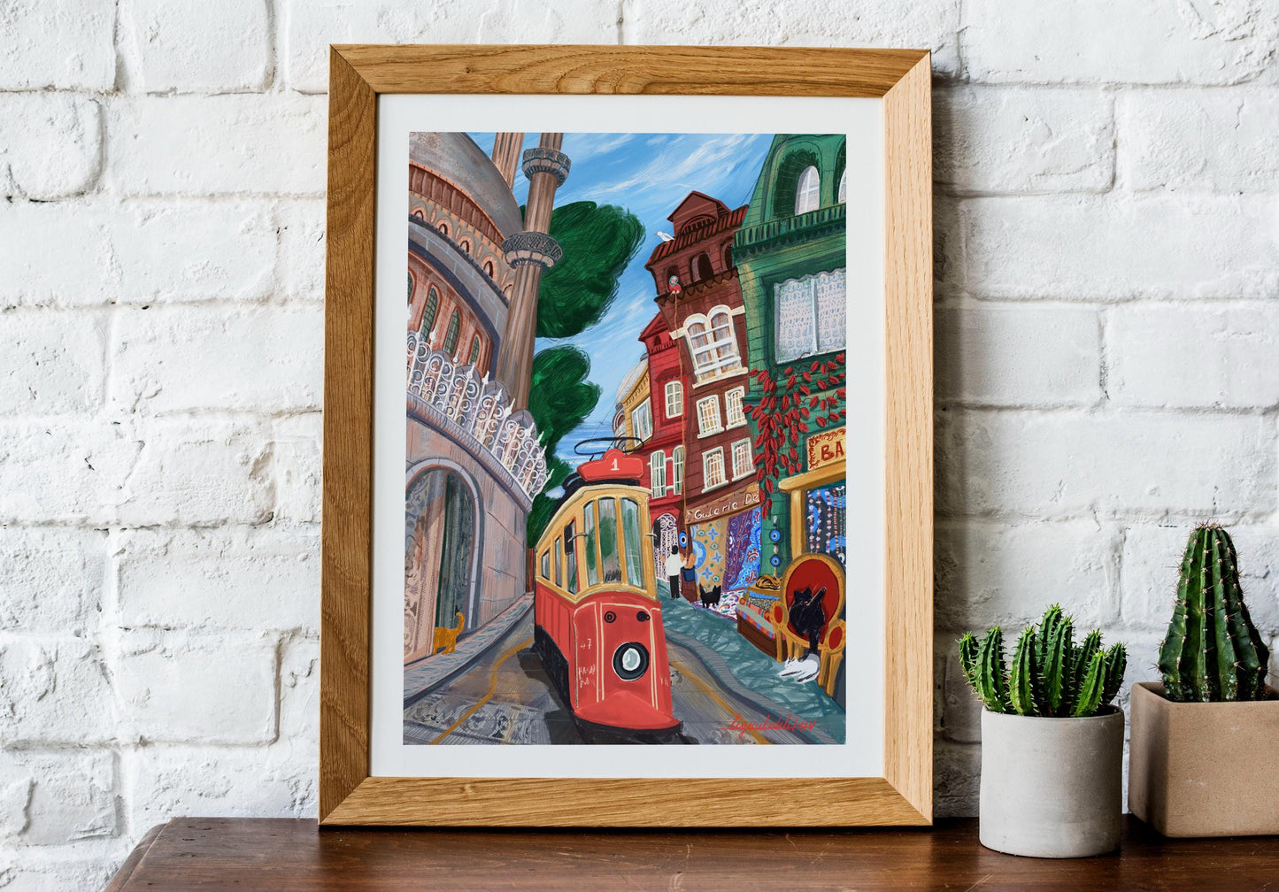 Istanbul City Art Poster: Vibrant Turkish city. Istanbul travel art poster