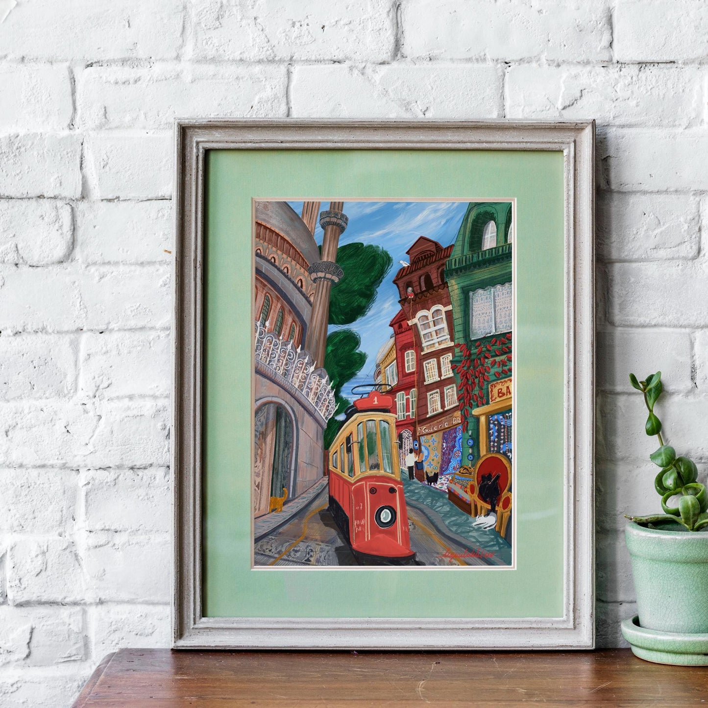 Istanbul City Art Poster: Vibrant Turkish city. Istanbul travel art poster