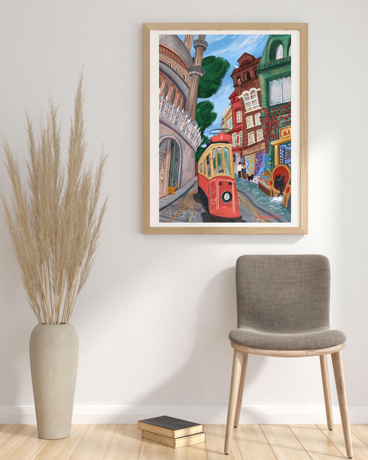 Istanbul City Art Poster: Vibrant Turkish city. Istanbul travel art poster