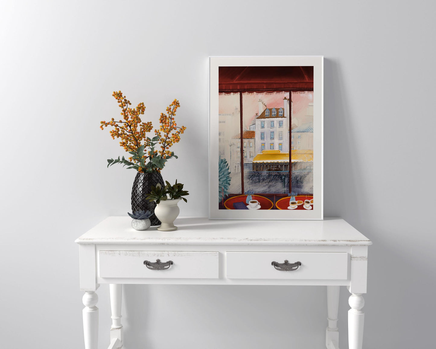 Parisian Cafe Art Print: Cozy Coffee Scene (A3/A4)