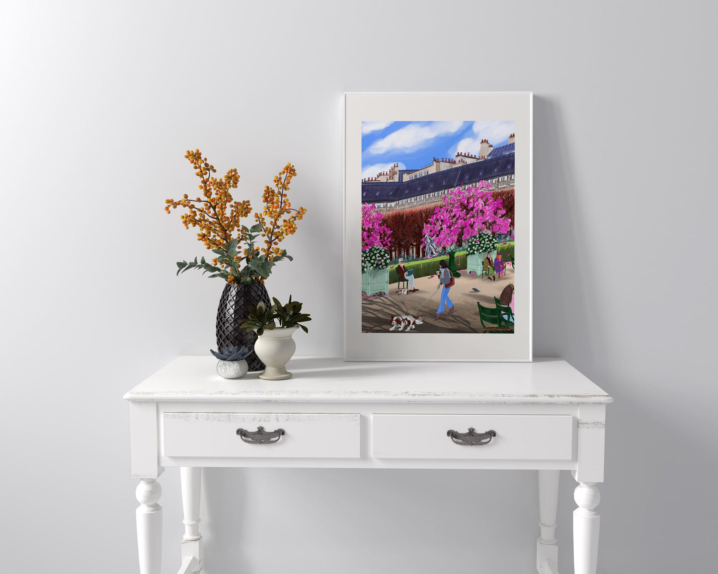Magnolias in Palais Royal French Aesthetic art poster |Elegant Home decor Magnolia Art