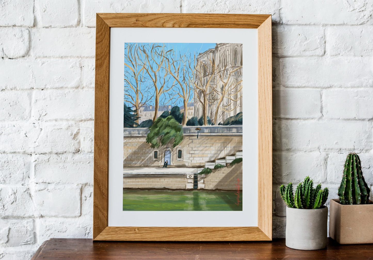 Paris Notre Dame Poster: Sunny Winter Seine River Art Print