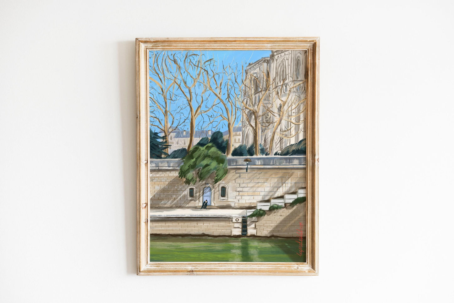 Paris Notre Dame Poster: Sunny Winter Seine River Art Print